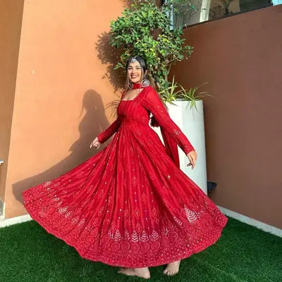 Anarkali Gown Red